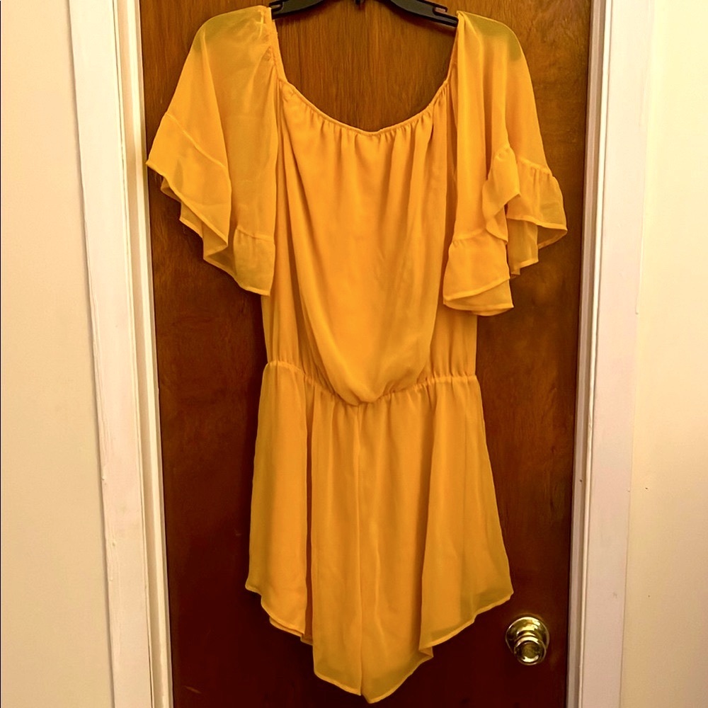 Chic Yellow Ruffle Romper - Picture 3 of 5